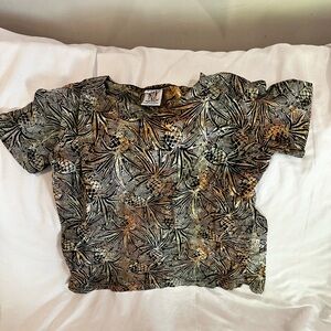 Vintage Rum Reggae Women’s Small Shirt Pineapple Hawaiian Print Crop Top